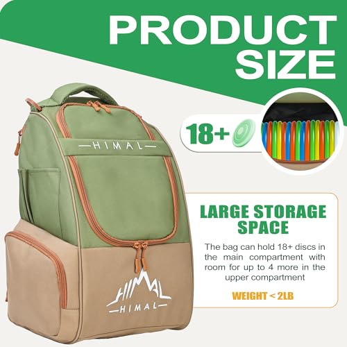image for HIMAL HIMAL Disc Golf Bag Holds 22+ Discs, Durable Disc Golf Backpack 