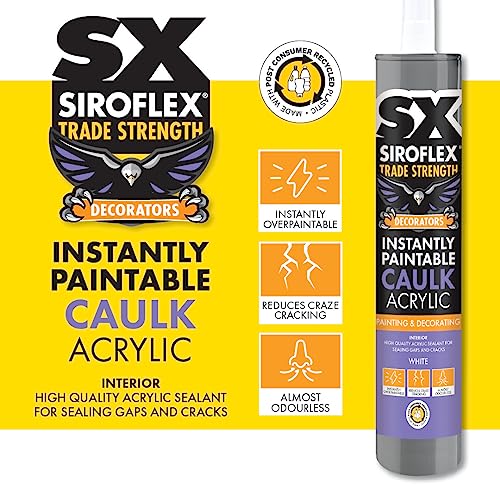 SX Siroflex Instantly Paintable Decorators Caulk White, Immediately Overpaintable Acrylic Sealant, Reduces Craze Cracking - Image 4