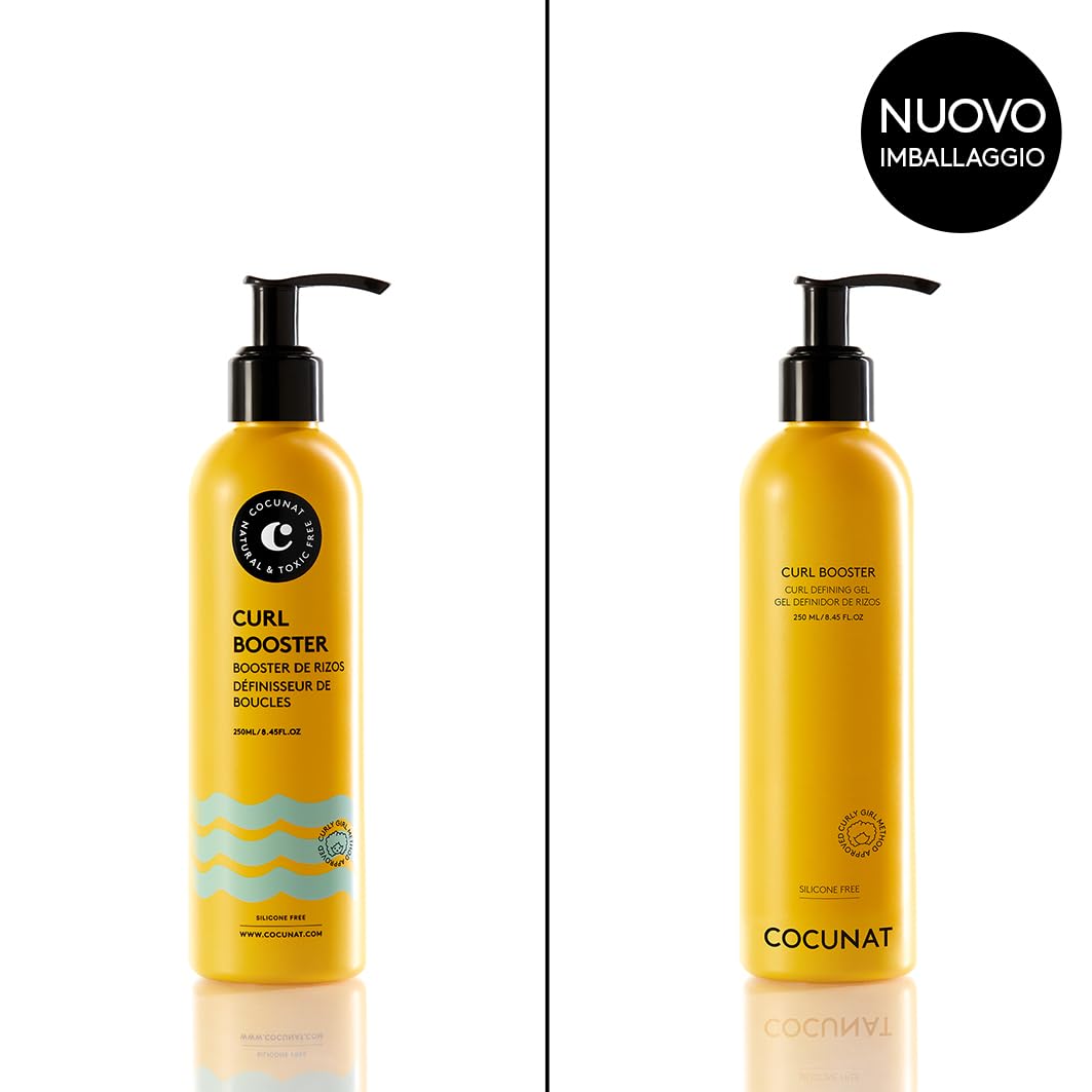 COCUNAT - Booster di Capelli Ricci - Gel di Definizione - Definisce i Capelli Ricci Senza Appesantirli - Anti Frizz - Idrata a fondo - Metodo Curly - Senza Silicone - 250 ml