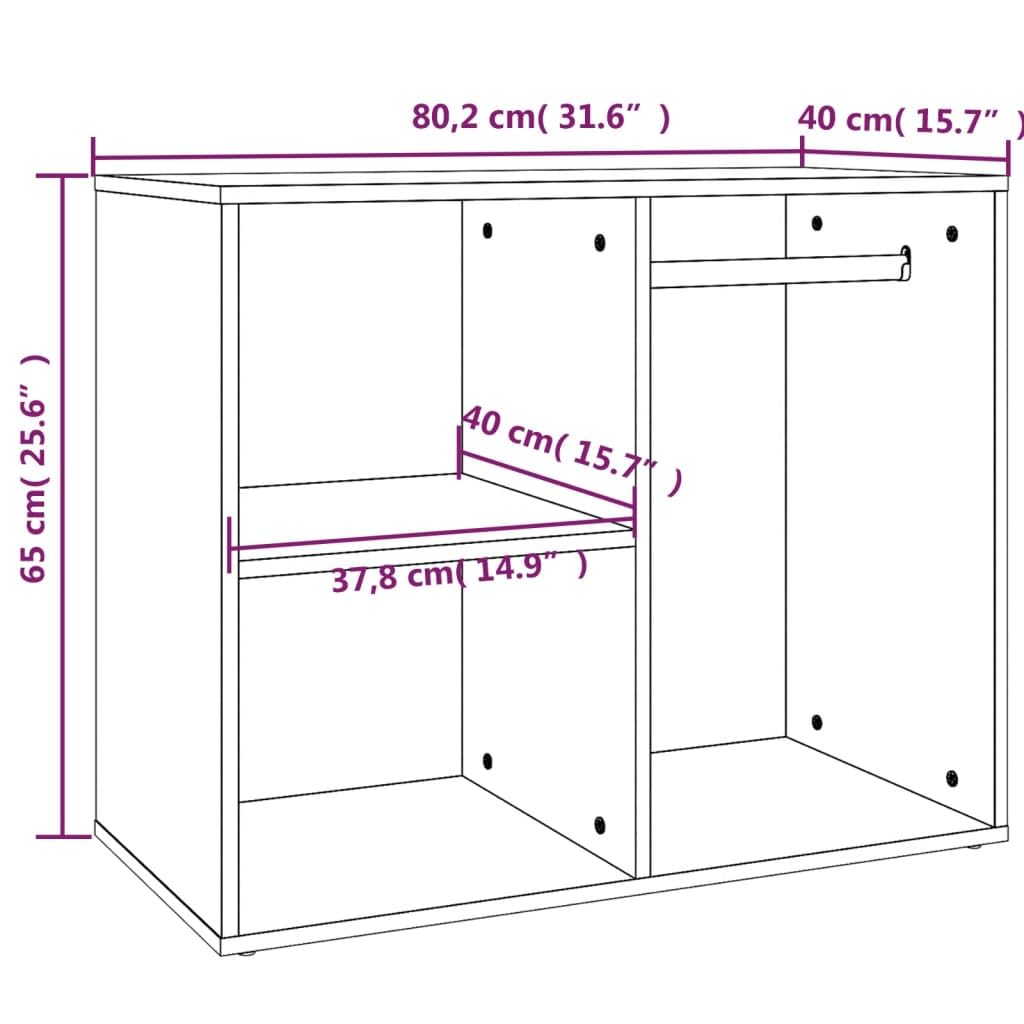 Regal aus Holzwerkstoff Grau Sonoma 80x40x65 cm | Für Make-up und Accessoires, viel Stauraum, mit Wandhalterung, einfache Montage