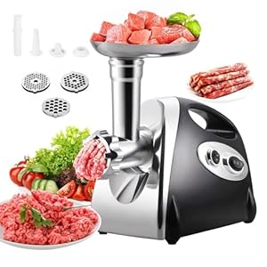 CROWNSHOP Electric Meat 2800W Mincer Grinder Food Grinding Mincing Machine Sausage Maker Stuffer with 7 Attachments Included Grind Variety of Poultry Meat