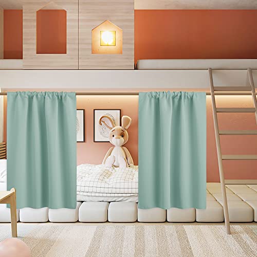 RYB HOME Small Curtains for Door Windows - Blackout Thermal Insulating Drapes for Home Theatre Bathroom Basement Cafe RV Camper Windows Blinds, Wide 34 x Long 30, Aqua, 1 Pair