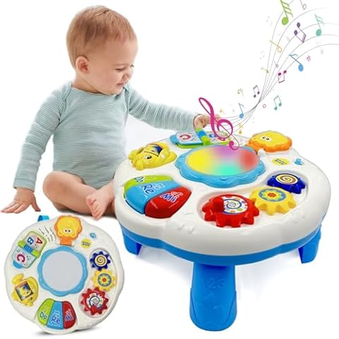 Baby Toys 6-12 Months, Baby Activity Table Center, Musical Toys for Infant Toddler 0 3 6 9 12 18 Months, Boy Girl Toys for 1 2 3 Year Old（White） Cover