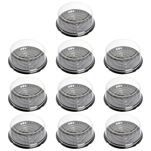 KICHOUSE 10pcs Cake Containers Lid Round Portable Cake Carrier Present Holder Disposable for Birthday Bakery Packing Box