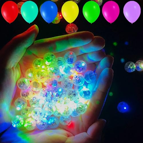 50pcs LED Balloon Lights, Mutilcolor Mini Round Balls Lights Long Standby Time Flash Ball Lights for Balloon Paper Lantern LED Ball Lamp Waterproof Tiny Led Light for Halloween Christmas Party