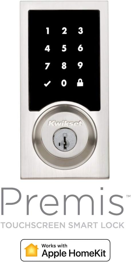 Kwikset 99190-003 Contemporary Premis Smart Lock Works with Apple HomeKit, Satin Nickel