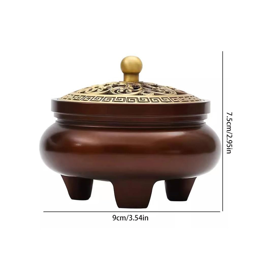 Quemador de Incienso Quemador De Incienso De Sándalo De Tres Patas De Latón, Adornos De Placa De Madera De Agar For Ceremonia Del Té En El Hogar, Quemador De Incienso Interior Quemador de Incienso en