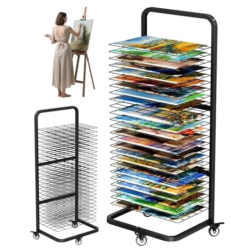 Mobile Art Drying Rack with 25 Shelves