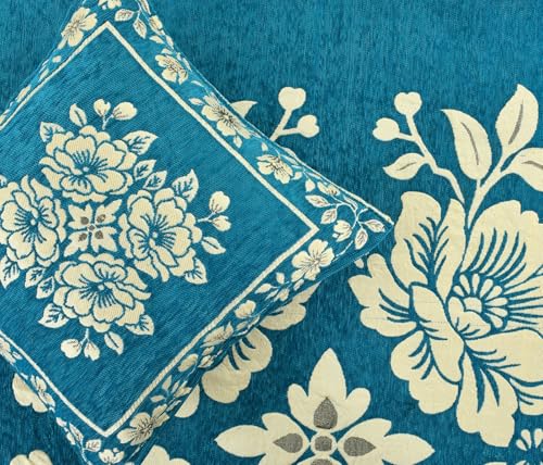 Image of Velvet L Shape Sofa Covers Set - Premium 7 Seater Sofa Slip Protector Covers for Living Room Decor - Exclusive Royal Look Heavy Fabric Slip Protector (Sky, Velvet Diwan Set (1+2+5))