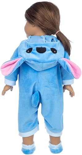 Miniatura 2 de Traje+Zapatos Muñecas Traje Para 18 pulgadas 16.9 in Baby Doll Cute Jumpers Mamelucos Ropa de muñeca (azul)