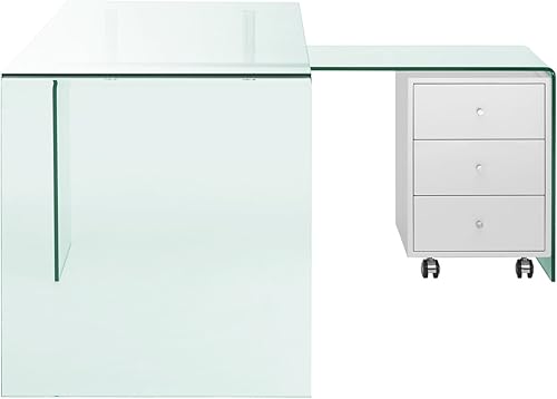 Miniatura 3 de Casabianca Furniture RIO - Escritorio de oficina con lacado blanco brillante con cristal de Casabianca Home