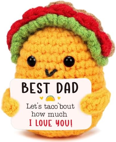 Gifts for Dad Christmas Birthday Father Gift from Daughter Son, Best Dad Ever Happy Birthday Fathers Day Ideas, Funny Handmade Crochet Bonus Step Dads I Love You Daddy Eater Christmas 2025 Present