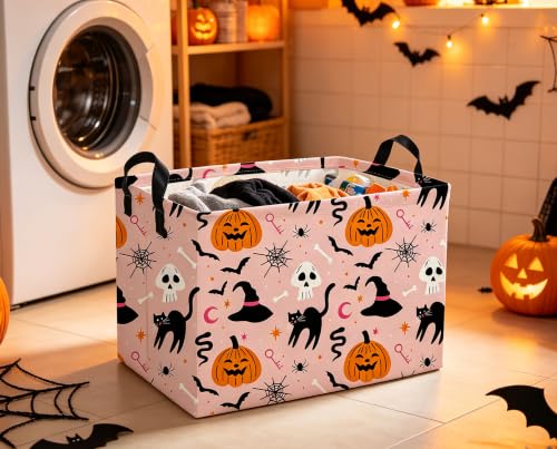 Image of Rectangle Halloween Baskets Ghost Basket Cute Storage Bin Fish Box for Room Decor Gift Basket(Cat Halloween)