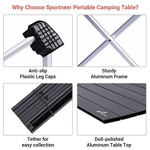 Campingtisch Klapptisch Camping, Aluminium Klapptisch Camping Tisch Faltbarer Picknick-Tisch Tragbarer Gartentisch für Camping Picknick Kochen Garten Wandern Reisen – Bild 6