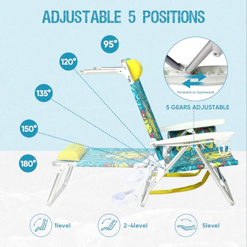 Old Bahama Bay Silla de Playa Plegable Ligera de Aluminio con 5 Posiciones de Reclinación, Soporte para Adultos, Capacidad de 400 LBS, con Bolsa Térmica miniatura 4