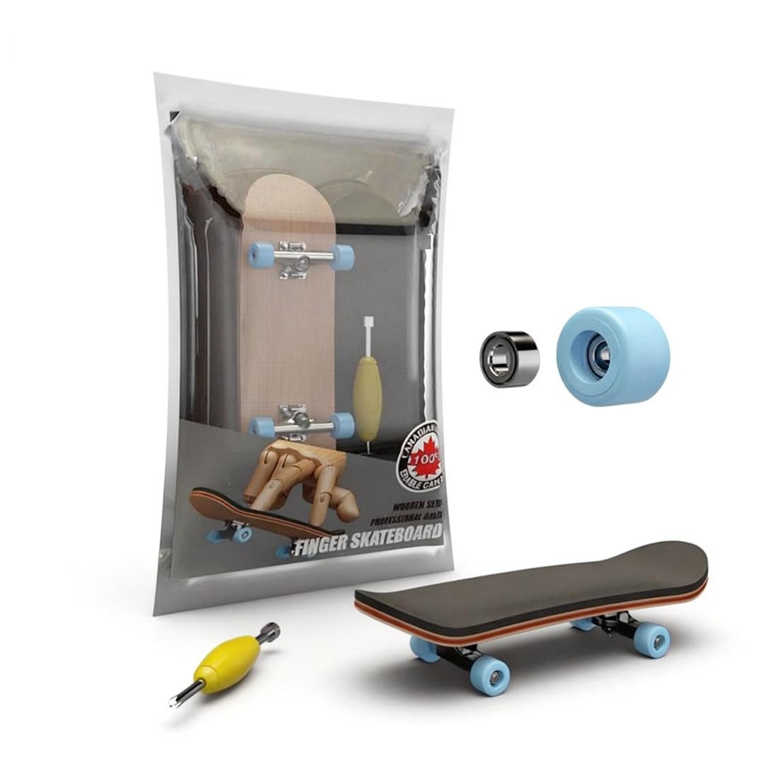 Mini Skateboard da Dito per Bambini, Skateboard da Dito per Bambini 5 Strati di Acero in Legno Skateboard, per Giocare o Come Decorazione, Gadget Compleanno Bambini 3+ Anni, 99 x 29 x 20 mm
