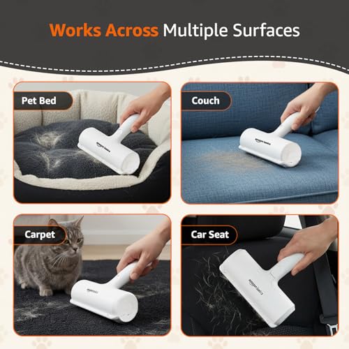 Image of Amazon Basics Reusable Pet Hair Remover Roller for Dogs and Cats | Double-Layer Electrostatic Brush | Portable and Eco-Friendly | Multi-Surface Cleaner for Sofas, Carpets and Clothes