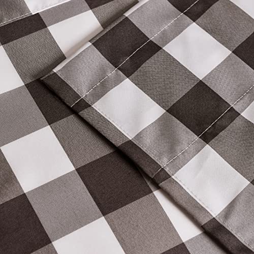 Cenefa de cortinas de cocina a cuadros semitransparente café 6