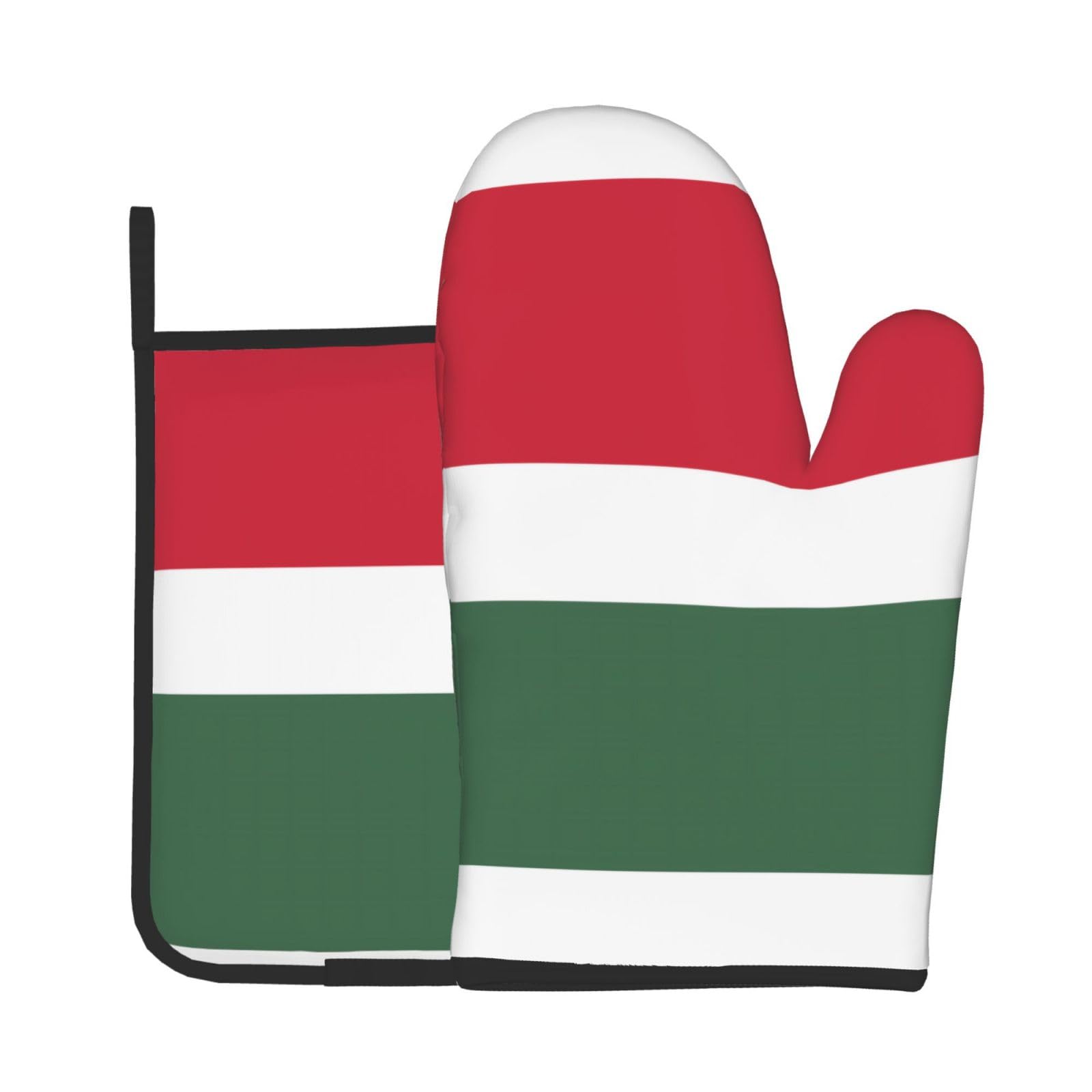Oven Mitts and Potholders Set of 2 for Kitchen Baking Cooking GrayFlag of Hungary Thick and Durable