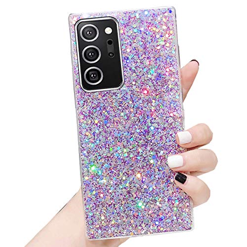 Topwin Galaxy Note 20 Ultra 5G Glitter Case, Sparkle Bling Shiny Slim Soft Reflective Clear TPU Rubber Bumper Girl Women Protective Case for Samsung Galaxy Note 20 Ultra 6.9 inch 2020 (Purple)