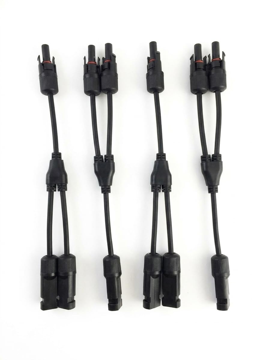 MC4 Solar Y-2 Branch Connectors (Pack of 2 Pairs) | Parallel PV Adapter Cable M/FF + F/MM | Waterproof Splitter for Solar Panel Systems-image-33