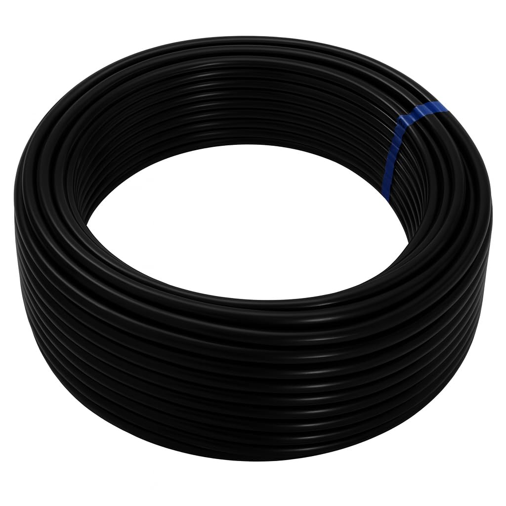 Fittingstore - Polyethylen-Schlauch PL 50 Meter – Druckluftschlauch Pneumatikschlauch Polyurethane Druckluft Wasser Schlauch flexibel 4/2mm, 6/4mm, 8/6mm, 10/8mm, 12/10mm 14/10mm (8 x 6 mm, Schwarz)