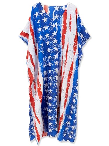 Image of Moss Rose Kaftan Dresses for Women V Neck Summer Swimsuit Cover up Caftan Maxi Beach Dresses