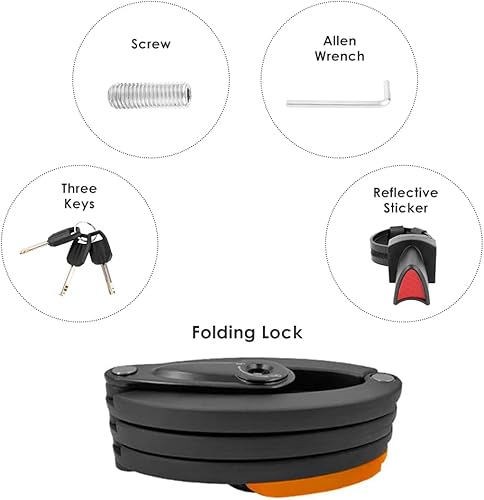 Miniatura 6 de WOTOW Candado plegable para bicicleta, de acero resistente, con soporte de montaje, cerradura de bicicleta antirrobo de 35 pulgadas con 3 llaves