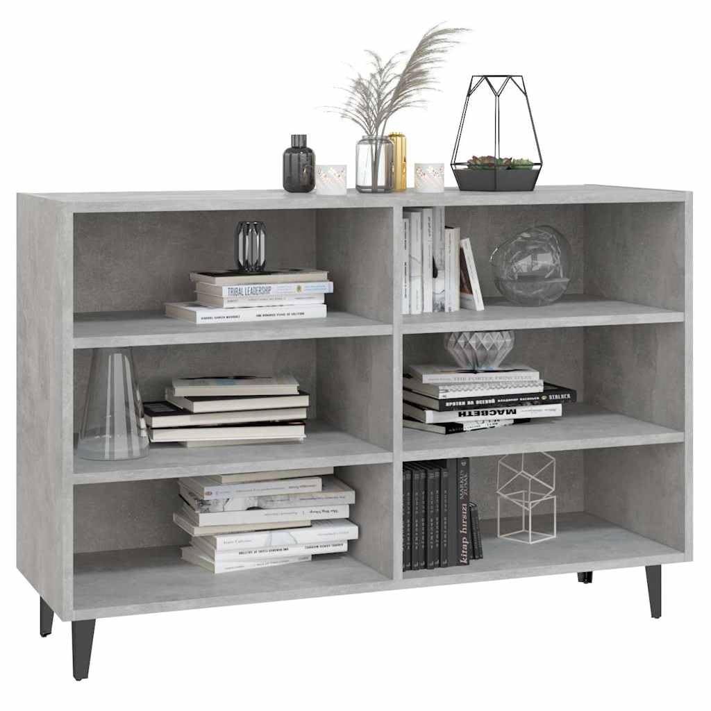 Credenza grigio cemento, 103,5 x 35 x 70 cm, comò con 6 scomparti