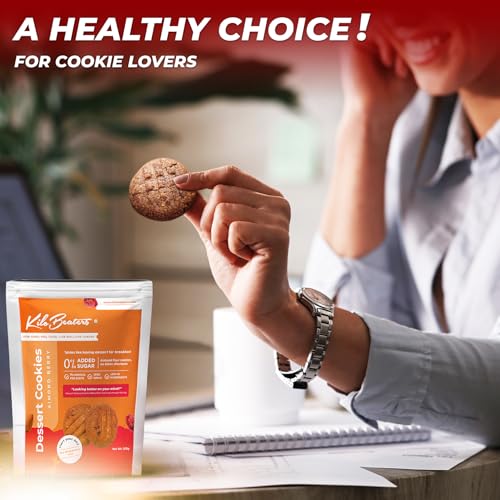 Image of Kilobeaters Keto Friendly Chocolate And Almond Dessert Diet Cookies Biscuits Snacks With Sugar Free, No Maida, Zero Sugar & Zero Preservatives, 400 Gram - (Combo Pack Of 2)