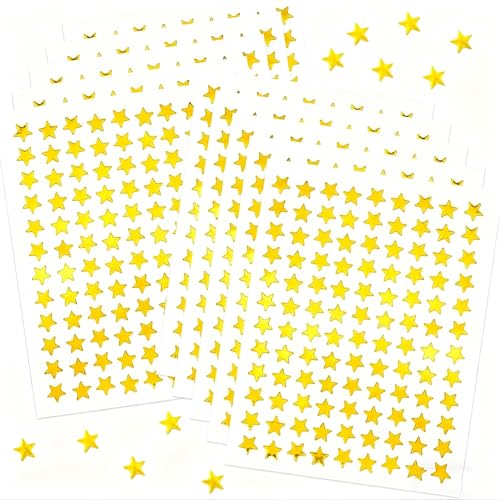 Gahhwei 2160 Pcs Gold Star Stickers 20 Sheets Foil Reward Stars 0.3 Small Star Stickers for Planner Chart School Teacher Supplies Classroom Motivation