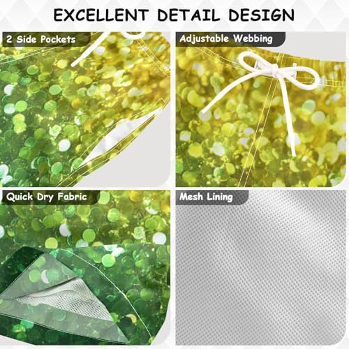 Pigsaly Boys Swim Trunks Bright Lemon Yellow Lime Green Gradient Flashing Glitter Boys Board Shorts Swimsuit Swimwear 5T3