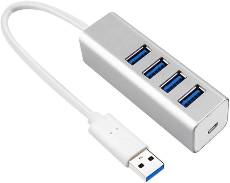 USB Hub, Cotop Aluminum 4-Port USB 3.0 Ultra Slim Data Hub with 1ft Cable for iMac, MacBook, PC, Compact Portable USB High Speed Flash Drives-Silver