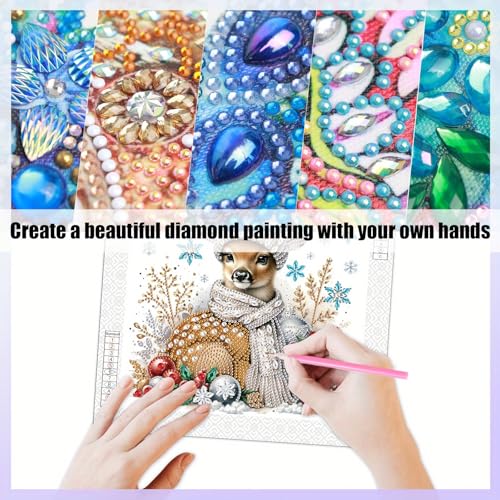 Image of Tontut Diamond Painting Kit for Adult Beginners, Snowflake Animals 5D Special Diamond DIY Crystal Rhinestone Crafts for Home Wall Decoration