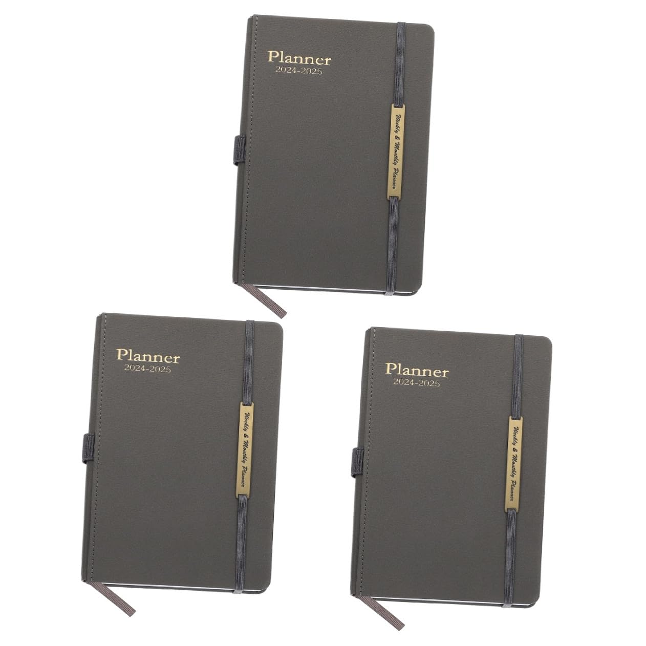 3 Piezas Cuaderno de Notas Planificador A5 Gris 18 Meses 2024-25 Cuaderno Diario Multifunción Pu para Oficina y Planificación Semanal