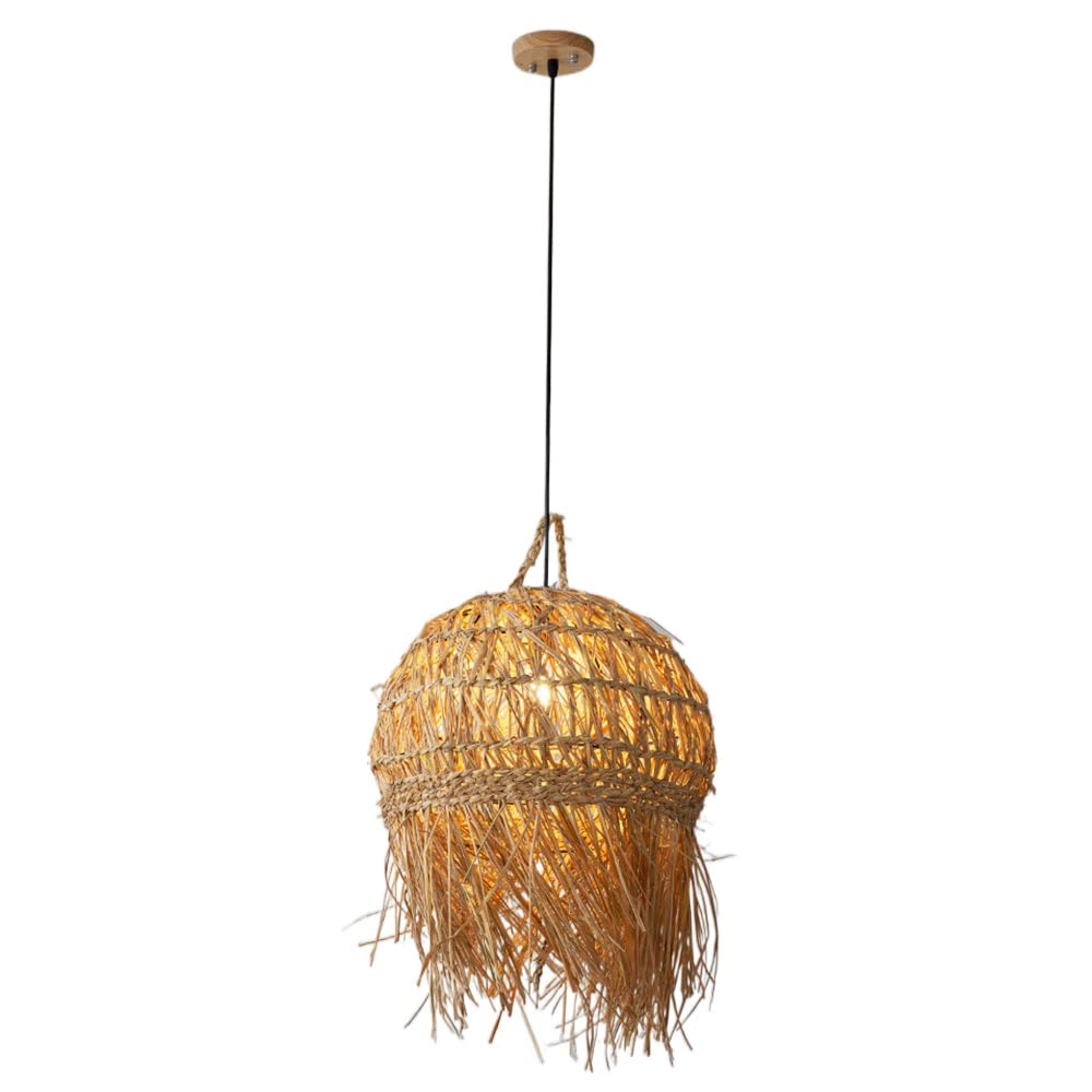 Lustre rustique extérieur en fibres pour remplacer un éclairage agressif de salle à manger