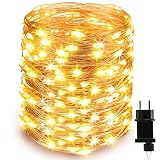 30M LED Lichterkette aus Kupferdraht, 300 LEDs, Wasserdicht IP65, Strombetrieben mit Stecker, ideal für Weihnachtsdeko, Innen, Außen, Weihnachten Party usw. Warmweiß