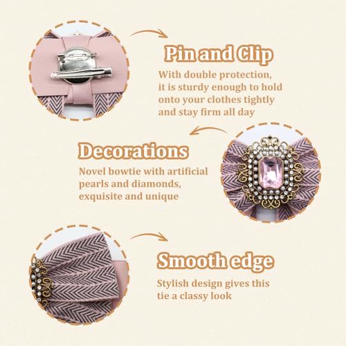 Image of Womens Bow Tie Adjustable Rhinestone Bowtie for Women Ladies Girls Pre-tied Womens Tie for Shirt Suit Uniform