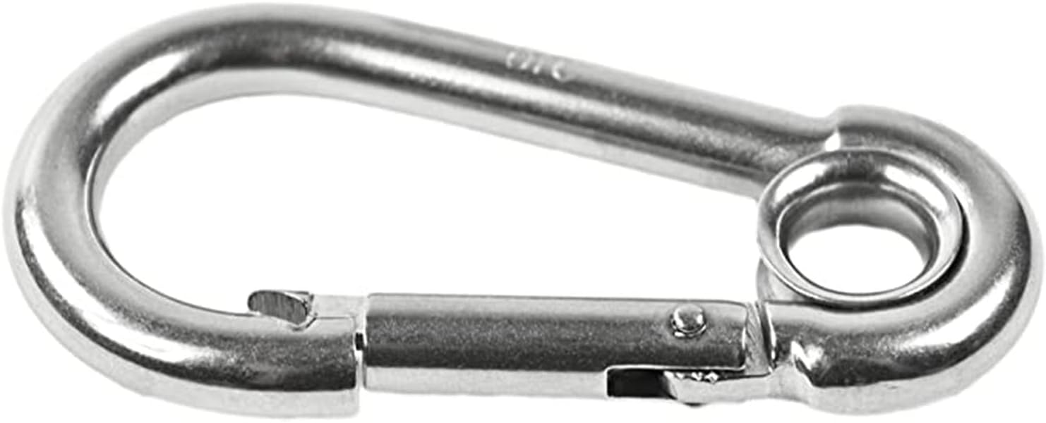 MARINE CITY 316 Grade Stainless Steel Carabineer/Clip Snap Hook with Ring 4 Inches for Climbing – Fishing – Hiking – Boating – Sailing – Camping