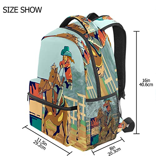 Girls Backpack For Teen Kid Lightweight Travel School Bag A Kid In Barrel Racing Competition Pattern Casual Daypack Laptop Backpacks For Men Women #TOP4