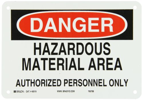 Panneau Hazardous Material Area en aluminium Brady 43019 haute résistance