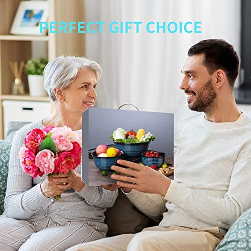 Hasense Large Mixing Bowls Set For Kitchen, Ceramic Serving Dishes For Entertaining, 2.1/1.0/0.5 Qt Deep Microwave Safe Nesting Batter Bowl For Storage And Baking, Blue #TOP7