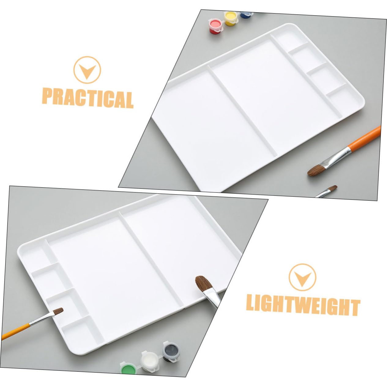 Palette de Mélange Aquarelle en Plastique PP Blanc à 7 Compartiments