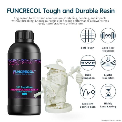 Image of Tough Resin 3D Printer Resin 2.0, Upgraded Tough Resin with Impact-Durable & High Precision, Withstands Impacts Bending Tensile, Low Shrinkage Compatible with LCD /DLP /SLA 3D Printers, White 1000g
