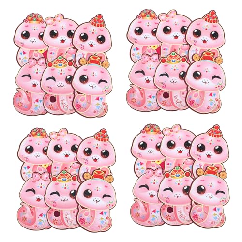 OUNONA 24個入り年蛇年赤い封筒 伝統的な春節用利是袋 お祝いにな旧正月ホンバオ 結婚式や還暦祝いの贈り物にも使える縁起物