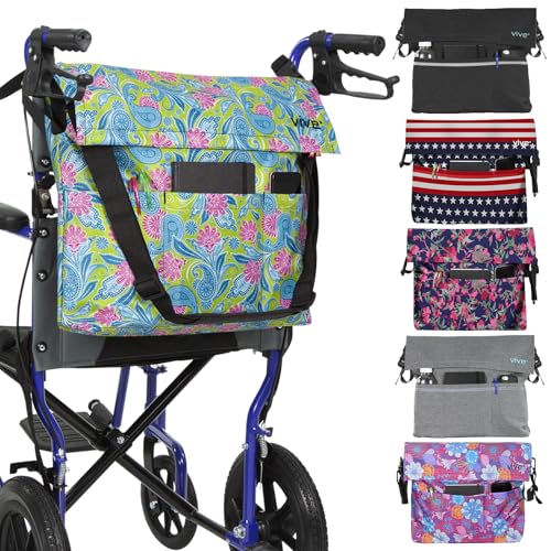 Vive XL Wheelchair Accessories Bag - Waterproof Scratch-Resistant Double-Stitched Machine Washable for Adults Seniors 15 Colors - Storage Walker Backpack to Hang on Back