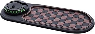 QKCQQTS Alfombrilla Antideslizante multifunción para Coche, Soporte para teléfono, Almohadilla giratoria Antideslizante para salpicadero con número de estacionamiento Temporal (Brown-Black)