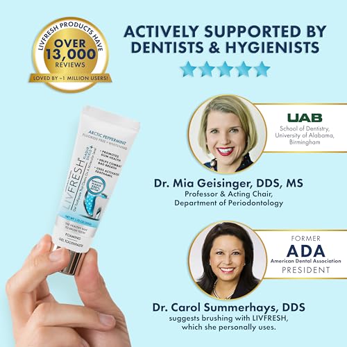Image of LIVFRESH Toothpaste Gel, Clinically Proven to Remove Plaque 250% Better, Does Not Irritate Gums, Reduces Tartar Buildup, Fights Bad Breath, Lasting Cooling Effect, SLS Free, Arctic Peppermint