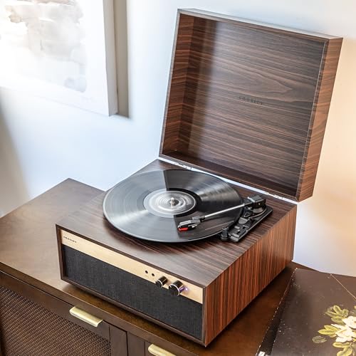 Crosley CR6236AFT-WA Jasper 3-Speed Bluetooth in/Out Vinyl Record Player Turntable with Built-in Speakers and Detachable Legs, Walnut - Les Beatles, Paul McCartney, John Lennon, RIngo Starr, George Harrison Crosley CR6236AFT-WA Jasper 3-Speed Bluetooth in/Out Vinyl Record Player Turntable with Built-in Speakers and Detachable Legs, Walnut – Image 6