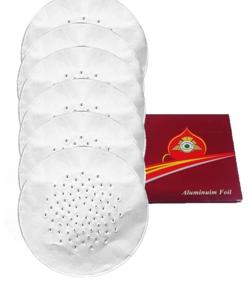 Thick Hookah Foils with Holes ALUMINUM FOIL WITH HOLES - EL-TAHAN PREMIUM PUNCHED FOIL SHEETS 6" THICK FOR LONGER SMOKING LESS BURNT 50 SHEETS